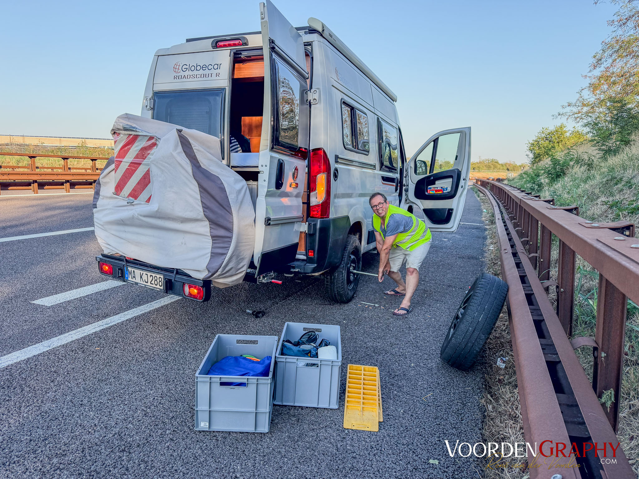 Reifenpanne auf der Autobahn A22 (Verona)
